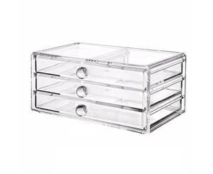 Acrylic Makeup Organizer Container 5Mm Clear Acrylic Cosmetic Box Case 3 Draw