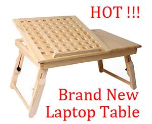 Adjustable Portable Notebook Bed Desk Table Wooden Folding Laptop Stand AU