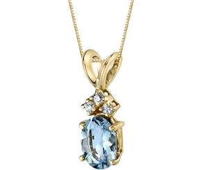 Aquamarine Diamond Pendant 14K Yellow Gold Oval 7 x 5 mm 0.65 ct NSJP9012