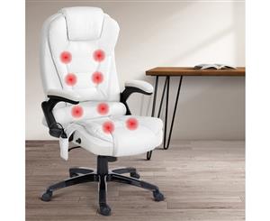 Artiss 8 Point Massage Office Chair Computer Desk Chairs Heated Recliner White