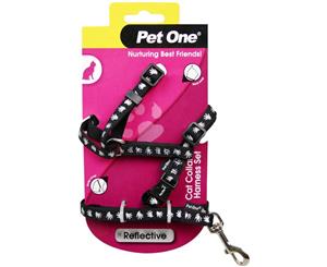 Black Cat & Kitten Harness with lead Reflective Set - 15 to 22.5cm (Pet One)