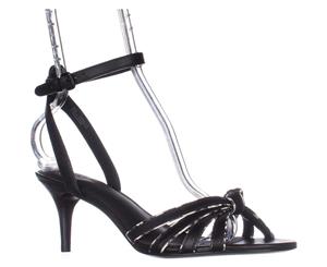 Coach Meg Ankle-Strap Dress Sandals Black/Black/White