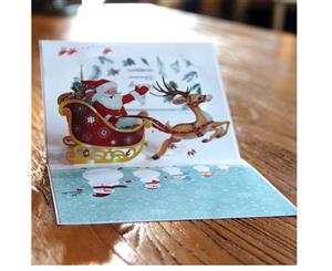 Colorful Santa Ride Pop Up Greeting Card