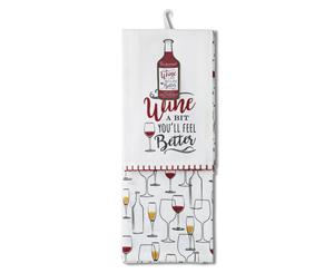 Cooksmart Pack of 2 Tea Towels Wine A Bit