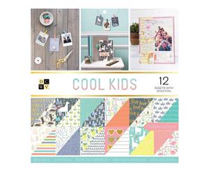 DCWV Double-Sided Cardstock Stack 12 inch X12 inch 36 pack Cool Kids 12 with Gold Foil