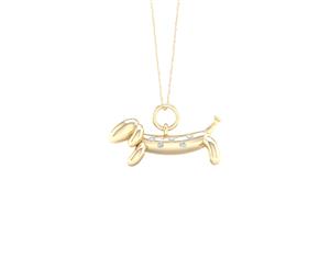 De Couer Sterling Silver Diamond Yellow Gold Plated Balloon Dog Pet Necklace (1/20CT TDW H-I Color I2 Clarity)