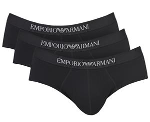 Emporio Armani Men's Pure Cotton Brief 3-Pack - Black