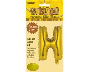 Gold H Alphabet Foil Balloon 35cm