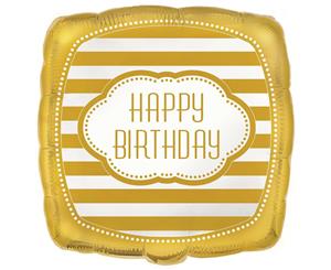 Golden Birthday Happy Birthday 45cm Square Foil Balloon - Packaged