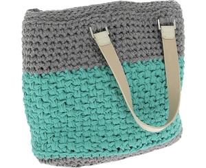 Hoooked Valencia Bag Kit with Ribbon XL Yarn - Stone Gray & Mint