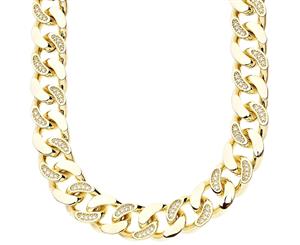 Iced Out Bling Micro Pave CUBAN HALF CZ GOLD CHAIN - 15mm - Gold