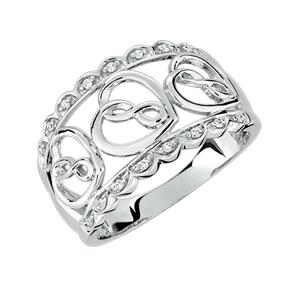 Infinitas Ring with Diamonds in Sterling Silver