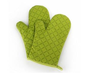 Kitchen Cooking Oven Gloves Mitt - Green (Size28cm x 18cm)