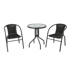 Marquee 3 Piece Black Wicker Bistro Set