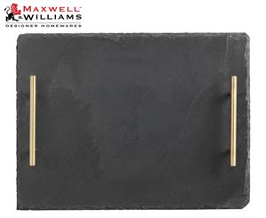 Maxwell & Williams Mezze 40x30cm Slate Tray Serving Cheese Platter w Gold Handle