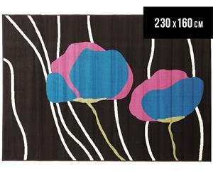 Modern Poppies 230x160cm Fashion Rug - Black