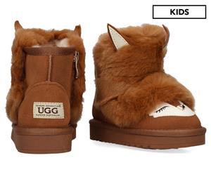 OZWEAR Connection Kids' Zip Fox Ugg Boot - Chestnut