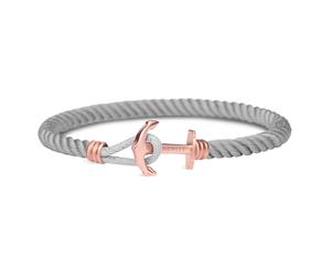 Paul Hewitt PHrep Lite Nylon Rose Gold Anchor Grey Bracelet