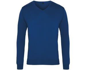 Premier Mens V-Neck Knitted Sweater (Royal) - RW1131