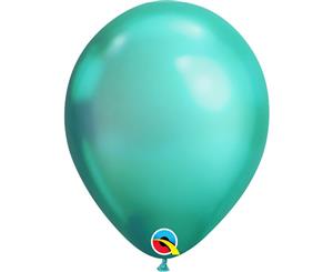 Qualatex 11 Inch Round Plain Latex Balloons (100 Pack) (Chrome Green) - SG4586