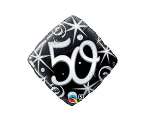 Qualatex 18 Inch Sparkles & Swirls Diamond Shaped Age 50 Foil Balloon (Black) - SG4443