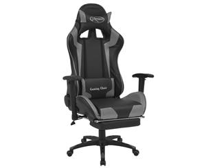 Reclining Racing Gaming Chair with Footrest Grey Office Computer Seat