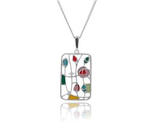 Rennie Mackintosh Round Topaz & Enamel Pendant in 925 Sterling Silver