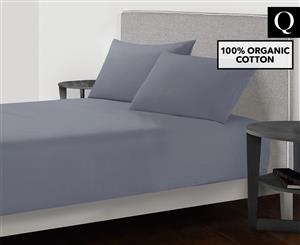 Royal Comfort 250TC Organic Cotton 3-Piece Queen Bed Fitted Combo Sheet Set - Graphite