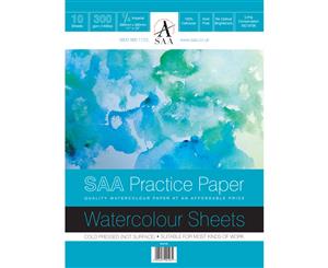 SAA Watercolour Practice Paper 1/4 Imperial (28x38cm/11x15") NOT 10 Sheets