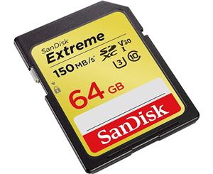 SANDISK SDSDXV6-064G-GNCIN SDXC Extreme CL10 V30 UHS-I/U3 150MB