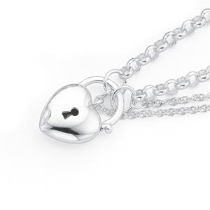 Silver Puff Padlock Bracelet