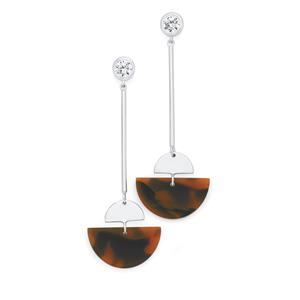 Silver Wild Spirit Eclipse On Bar CZ Drop Earrings