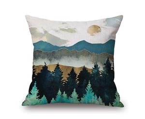 Simple Colored Landscape Painting on Cotton&linen Pillow Cover 84398