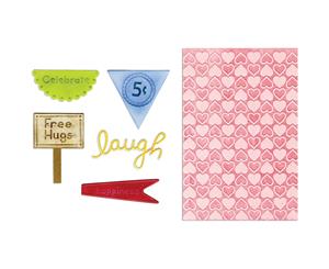 Sizzix Framelits Dies 5/Pkg W/Textured Impressions Folder-Happy Hearts