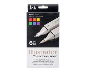 Spectrum Noir Illustrator Twin Tip Markers 6 pack - Basics