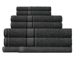 100% Combed Cotton 7 Pieces Bath Sheet Set Charcoal