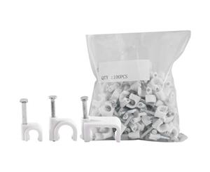 8Mm Cable Clip To Suit RG6Quad Cable Round White 100Pack