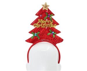 Adult Kids Christmas Xmas Novelty Headband Hat Costume [Design Christmas Tree C (Red)]