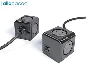 Allocacoc 4-Outlet 1.5m Extended PowerCube w/ USB - Black