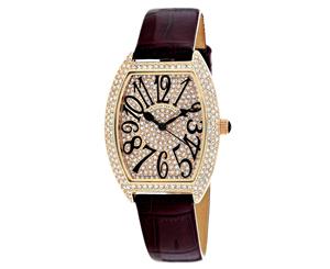 Christian Van Sant Women's 41mm Elegant Leather Watch - Rose Gold/Brown