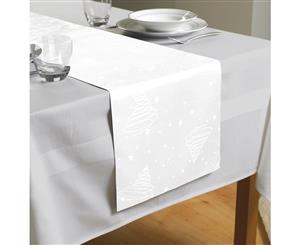 Country Club Jacquard Christmas Tree Table Runner White