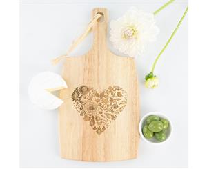 Engraved 'Heart' Wooden Cheese Serving Chopping Paddle Board