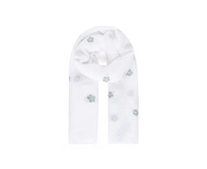 Intrigue Womens/Ladies Sparkle Blossom Print Pleated Scarf (White/Grey) - JW924