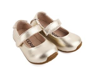 Kids Leather Mary-Jane Shoes Gold