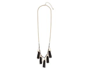 Multiple Black Tassel Necklace Black