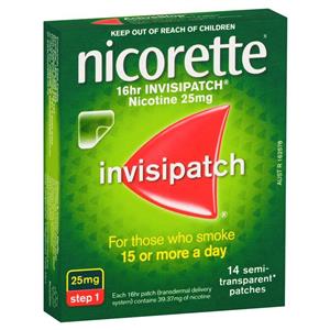 Nicorette Quit Smoking 16hr Invisipatch 25mg 14 Patches