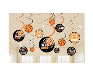 Nothin' But Net Basketball Spiral Hanging Decorations x12