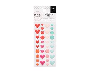 Pink Paislee Lucky Us Collection - Self-Adhesive Enamel Dots with Iridescent Glitter Accents