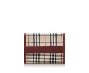 Pre-Loved Burberry House Check Canvas Wallet