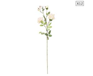 SOGA 12pcs Artificial Silk Flower Fake Rose Bouquet Table Decor White